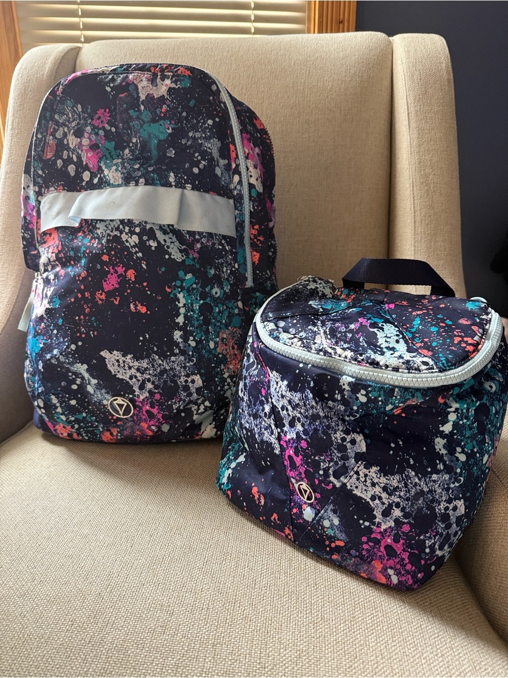 Ivivva Navy Splatter Print Backpack and Lunch Bag Set